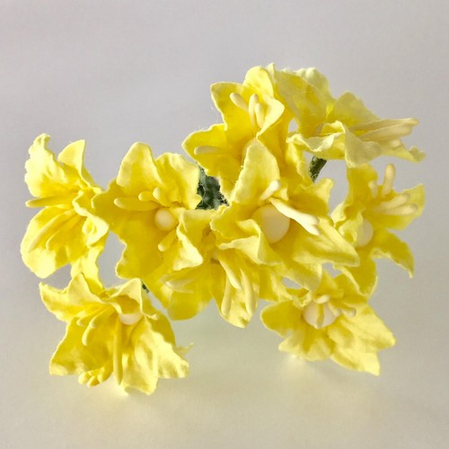 פרחי נייר - מיני לילי 10 יחידות - צהוב
